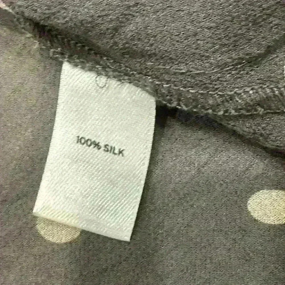 HINGE Grey Polka Dot 100% Silk Shawl Womens Sz M/L Lagenlook Cottagecore - Picture 4 of 7